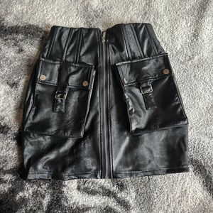 Leather cargo skirt